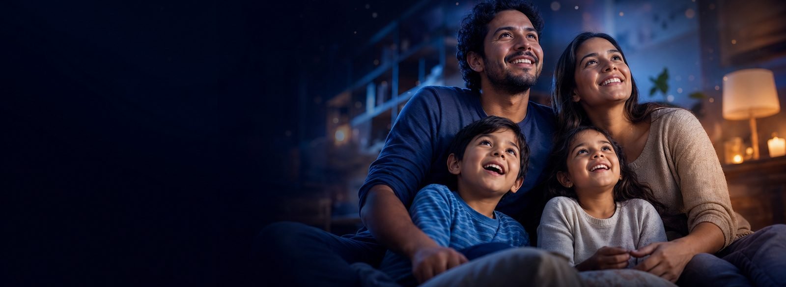 Familia viendo contenido de Disney+ en casa
